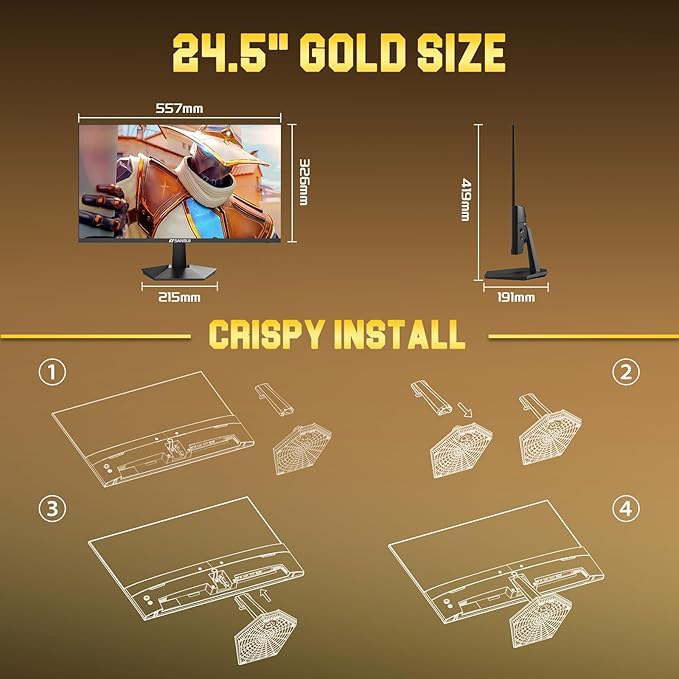 SANSUI 24.5 Inch 200Hz Gaming Monitor, FHD 1080P Fast IPS PC Gaming Monitor, 2 x HDMI2.0, 1 x DP1.4, FreeSync,128% sRGB HDR VESA Mountable (ES-G25X1, One HDMI Cable Included)