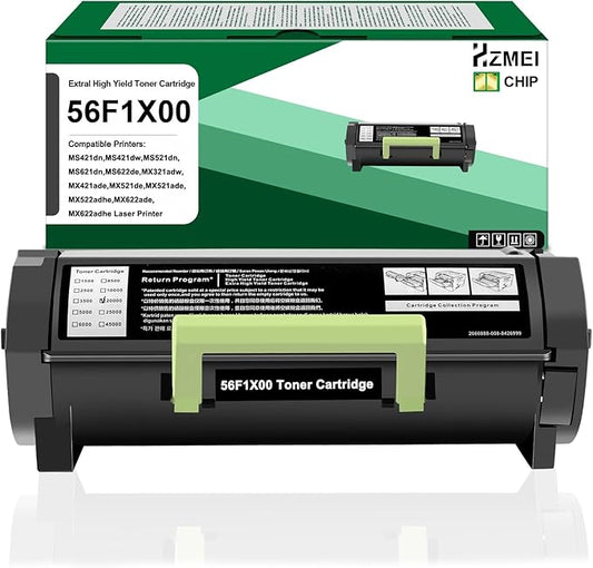 56F1X00 Toner Cartridge Extra High Yield 56F1X00 Black Toner 20,000 Pages with Chip Compatible with Lexmark MS421 MX421 MS521 MX521 MX522 MS621 MS622 MX622 Laser Printer