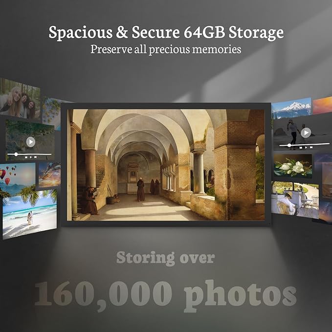 BSIMB Large Digital Picture Frame 32 Inch, 64GB 1920x1080 FHD WiFi Digital Photo Frame Electronic Display, Wall Mount Included, Share Pictures/Videos via App Easy Setup Gifts for Mom(Non-Touch), Black