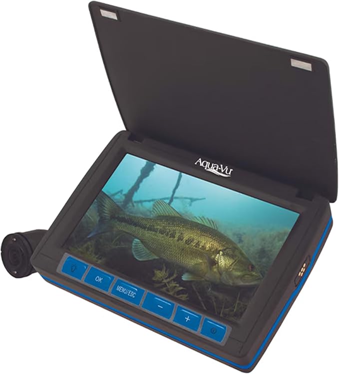 Aqua-Vu Micro Revolution 5.0 HD Underwater Fishing Camera – Portable 5" LCD, 1080p Video, 60' Cable, IR Light, Revolution Spool – Ice Fishing, Kayak Fishing, Sonar & Fish Finder Companion