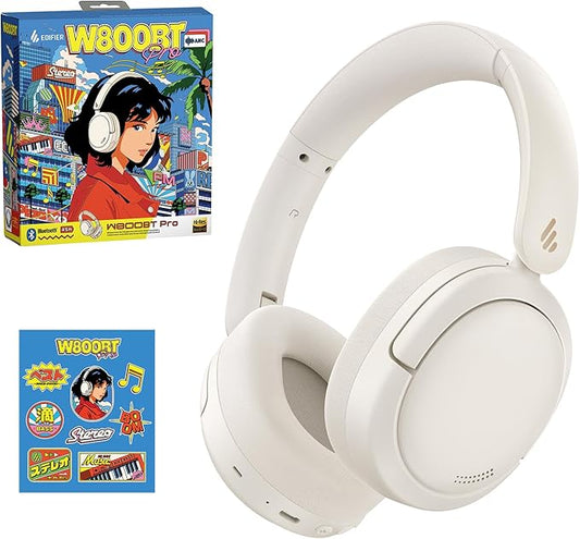 Edifier W800BT Pro Hybrid Active Noise Cancelling Headphones - Hi-Res Audio - AI Call Noise Cancellation - 45H Playtime - Fast Charging - Wireless Over-Ear Bluetooth 5.4 Headphones - Gift Edition