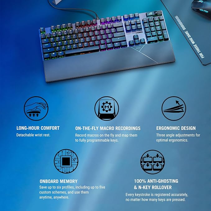 ASUS ROG Strix Scope II Wired Full Size Gaming Keyboard, 100% Layout Ergonomic Mechanical Keyboard with Pre-lubed ROG NX Snow Switches, PBT Doubleshot Keycaps, Streaming Hotkeys and Intuitive Controls
