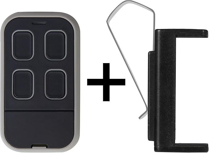 Universal Garage Door Opener Remote Cloner Universal Gate Opener Remote Cloning Homelink with Visor Clip Programmable Learning Key Fob 4-Buttons Multi Frequency 280MHZ-868MHZ (Black with Grey)