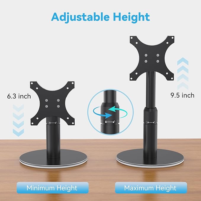 Almoz Desk Stand for Echo Show 21, Echo Show 15 (All Generations), Raises Up to 9.5" from Desk, Tilt and Swivel Mount for Alexa Echo Show 21, No Tools Required, Stable Centered Rod Design (UP-Blcak)