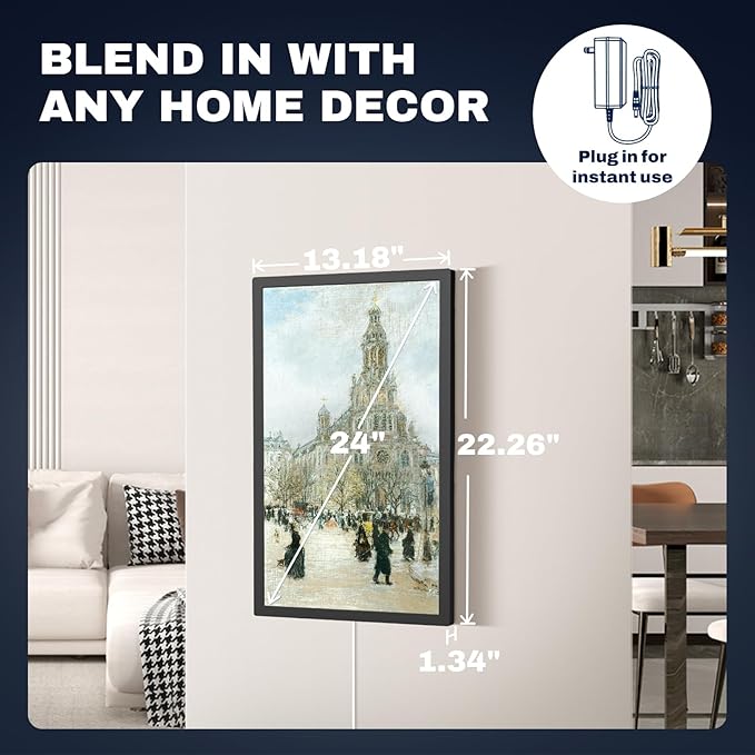 Large Digital Picture Frame 24 inch, 1920x1080 FHD IPS WiFi Digital Photo Frame with Remote, 32GB Storage, Auto-Rotate, Instantly Share Photo/Video via Apps/Email, USB/Mirco SD, Black