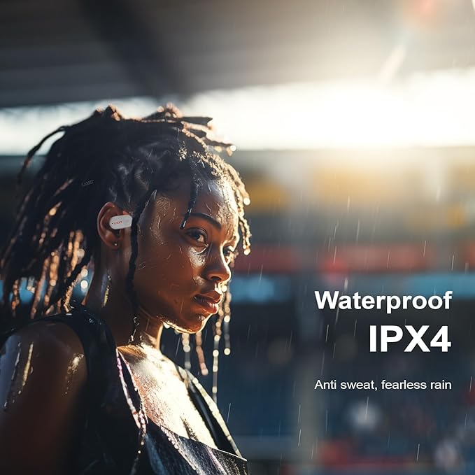 for Open Ear Headphones, True Wireless Earbuds, Bluetooth Headphones,16.2mm Speakers, Bluetooth 5.4 Headset with Mic for Meeting/Sports/Running/Cycling/Driving/Gaming/Gym/Travel (White)