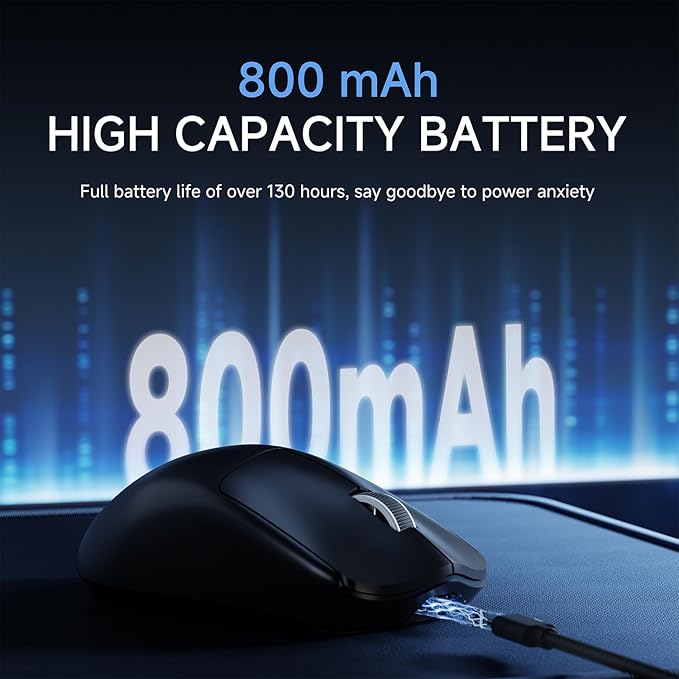 X23Pro Wireless Gaming Mouse, 2.4G/BT5.0/USB-C Esports Gaming Mouse, 800mAh Rechargeable Lightweight Mouse Gaming, 12000 DPI Wireless Mouse with 6 Programmable Buttons,for Laptop/PC/Mac, Black