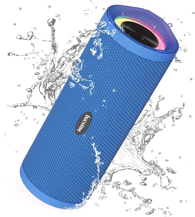 HEYSONG Portable Bluetooth Speaker, Waterproof Wireless Shower Outdoor Speakers, IPX7 Floating, 5000mAh, TF Card, Good Bass, Loud Sound for Beach, Pool, Kayak Accessories, Gifts for Men Women - Blue