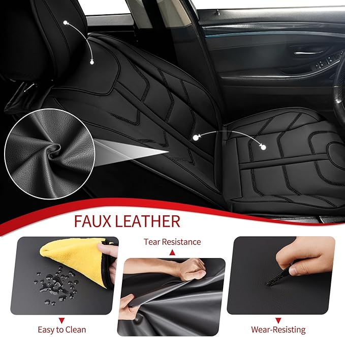 TTX LIGHTING Car Seat Covers Full Set Fit for Kia Sportage 2009-2026 Waterproof Leather 5 Seat Covers Automotive Seat Cushion Seat Protectors with Airbag Compatible (Black)