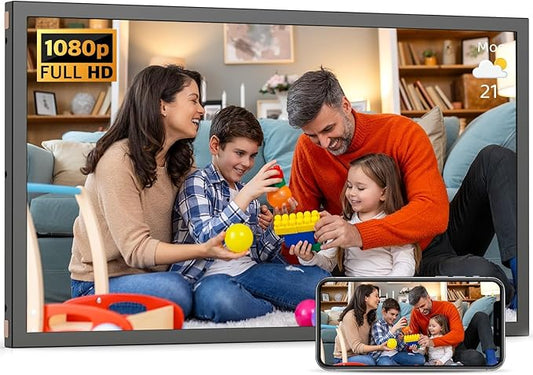 Large Digital-Photo-Frame 21.5" WiFi Picture-Frame - 32GB Digital Picture Frame, 1920x1080 FHD IPS Panel, Wall Mountable, Sync Smartphone Screen, Share Photos Videos via App Email, Gift for Mom Dad