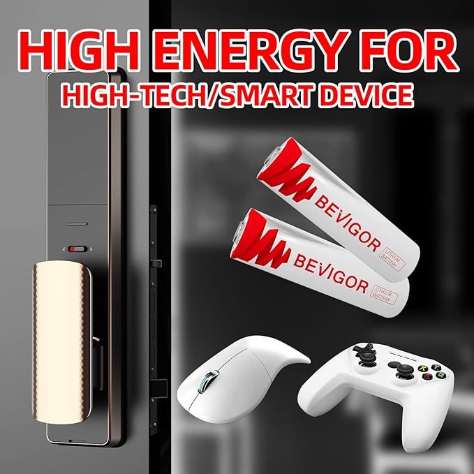 BEVIGOR Lithium Batteries AA Size, AA Battery 4 Pack, Double A Batteries, 1.5V Double A Battery, Longer Lasting Lithium Iron Batteries for Flashlight, Toys, Remote Control【Non-Rechargeable】