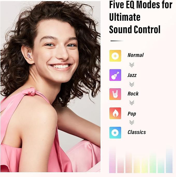 Sleep Earbuds Bluetooth 5.4 Smart Touch Screen in Ear Ear Buds, 48H Mini Sleep Headphones Small Design for Side Sleepers, Clear Calls, 5 EQ Modes, IPX7 Waterproof Earphones, Rose Gold Earbuds