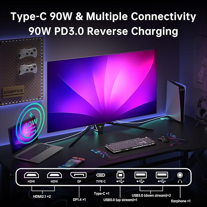 KTC 42 Inch 4K OLED Gaming Monitor, 0.1ms GTG 138Hz, 134% sRGB, 4-Side Frameless, Type-C 90W, Speakers,Remote, Freesync G-Sync, DP/HDMI/USB, VESA, Ultrawide OLED Monitor for Gaming(Without Base)