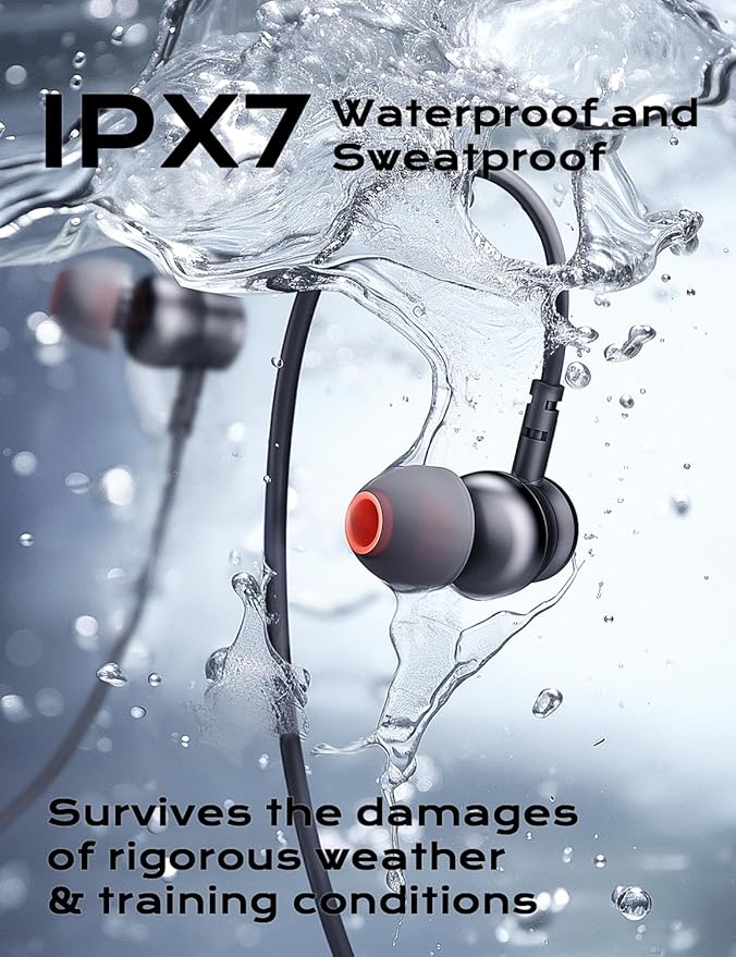 Bluetooth Headphones, aptX-HD Wireless 5.0 Bluetooth Earbuds CVC 8.0 Noise Canceling Mic, in-Ear Magnetic Neckband Earphones 30Hrs Playtime, IPX7 Sweatproof Deep Bass Headset for Phone Music Sports