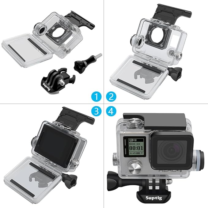 Suptig Waterproof Case Charging Case for GoPro Hero 4 Hero 3+ Hero 3 Action Camera for Underwater Charging Waterproof 131ft (40m)