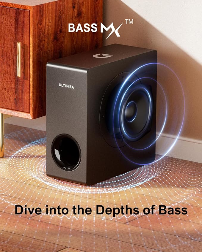 ULTIMEA 4.1ch Sound Bar for Smart TV with Subwoofer, Peak Power 200W, 2-in-1 Detachable Bluetooth 5.3 Soundbar, Bass Adjustable, 3 EQ Modes TV Sound Bar, ARC/Optical/Aux, Apollo S50 Detachable Series