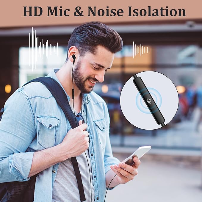 Guguearth Wired Headphones Earbuds for iPhone with Lightning Connector,Apple MFi Certified, Magnetic Wired Ear Buds Earphones with Built-in Mic Compatible 14 13 12 11 Pro Max X XS XR 8 7 Plus(Black)