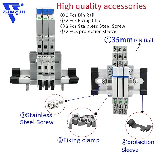 3 Pcs Miniature 5 Volt DC Relay HF41F/5-ZS 5 Pin 1NO 1NC 6A SPDT with LED Indicator, Socket Base and DIN Rail Module