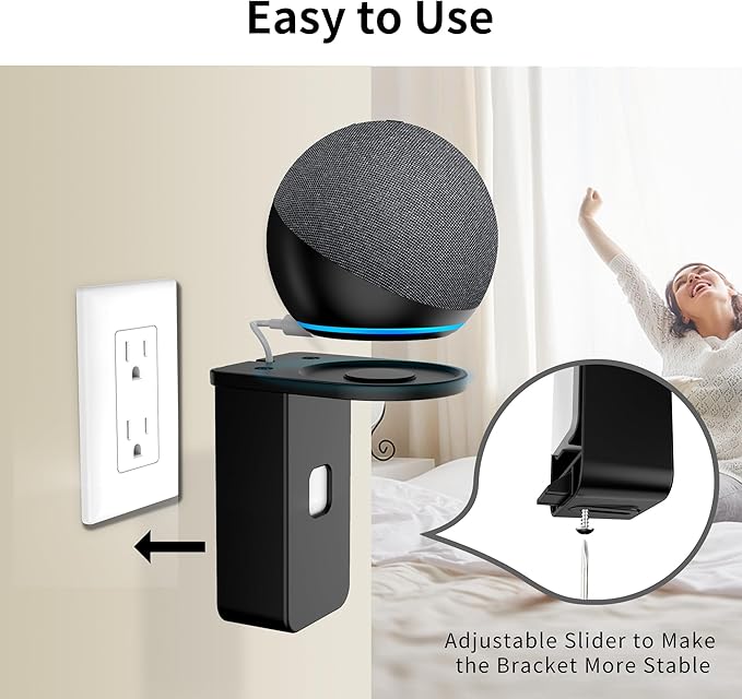 HomeMount Ultimate 3-in-1 Wall Mount for Echo Dot/Pop & Google Nest Mini - Space-Saving Solution with No-Drill Installation, Adjustable Support & Cable Management