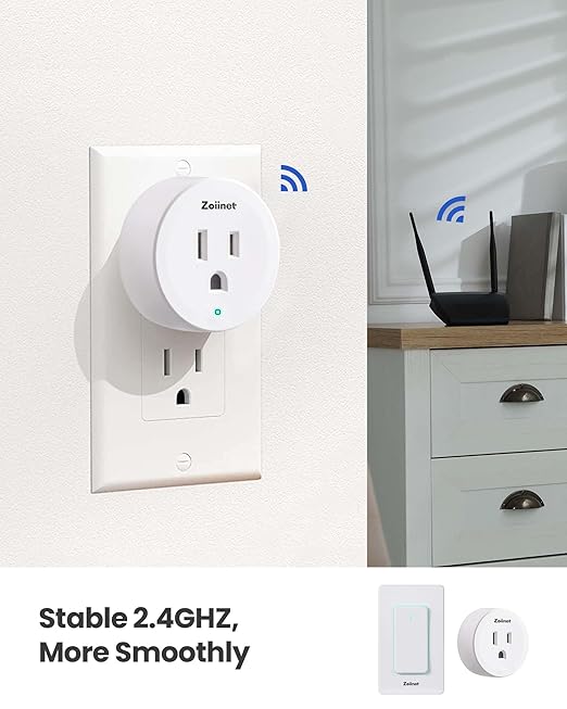 Smart Plug Switch, 2.4G WiFi Outlet Time Switch, Compatible with Alexa, Google Home, Smart Life & IFTTT APP, Voice Control & Timer, Buckle Design & Removable, No Hub Needed, Programmable