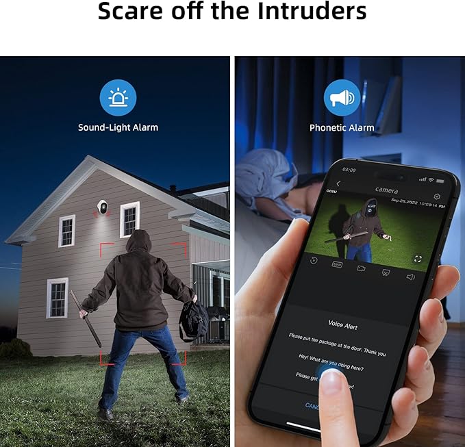 AOSU 2K Security Cameras Wireless Outdoor, Battery Powered for Home Security Cameras with PIR Human Motion Detection, Full-Color Night Vision, Spotlight & Siren, 2-Way Audio, 2.4GHz WiFi, Waterproof