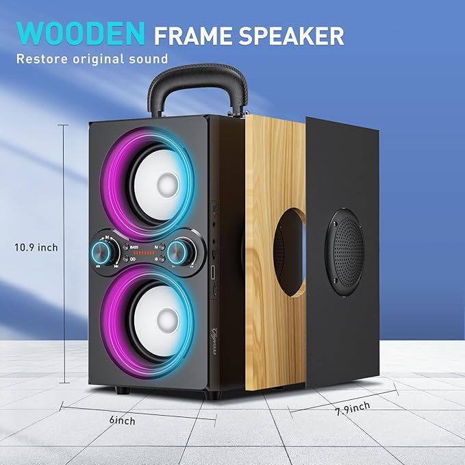 Bluetooth Speakers, 80W(Peak) Wireless TWS Portable Bluetooth Speaker, Beat-Driven Lights, 100dB Loud Stereo Speaker with BassUp, Speakers with Subwoofer for Outdoor, Party, Camping