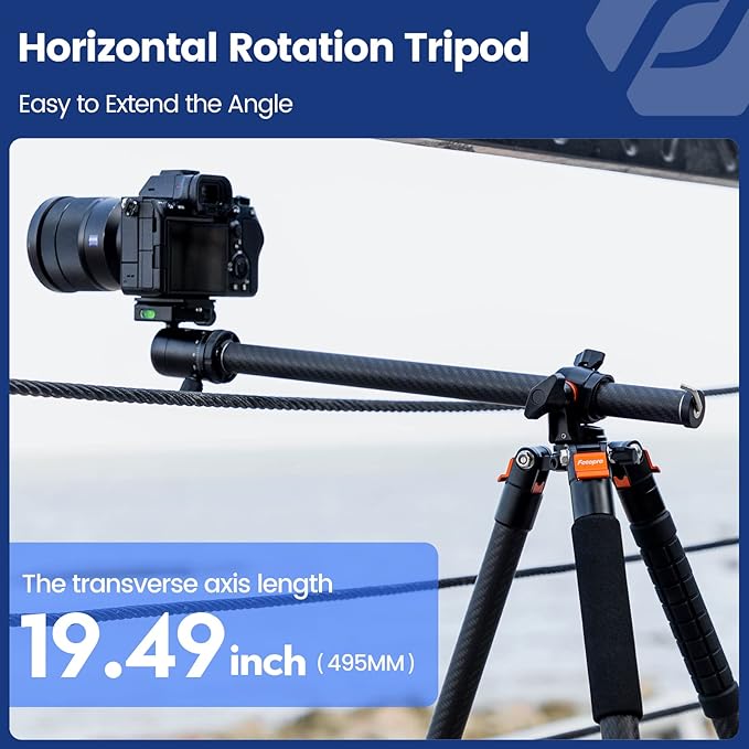 Fotopro Carbon Fiber Horizontal Tripod, 75 Inch Camera Tripod with 360 Degree Ball Head Quick Release Plate for DSLR Video Camcorder, 2-in-1 Tripods Monopod Max Load 22lbs