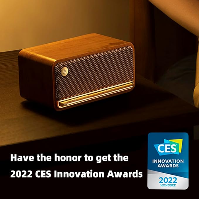 Edifier Retro Wood Bluetooth Speaker,Wireless Portable Speakers with 20W Stereo Sound,Vintage Decor Speaker with AUX,USB Soundcard,Micro SD Brown