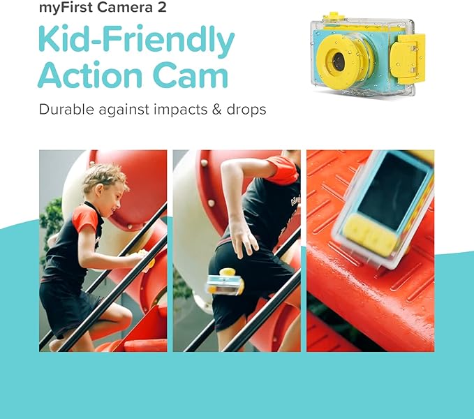 myFirst Camera 2 - Kids Action and Underwater Camera, 8MP 1080P HD Video, Webcam, for Toddler, Tripod Mount, MicroSD Card, Neck Lanyard, Christmas or Birthday Gift for Kids 3-12 (Blue)