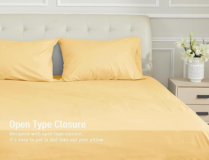 Sunflower King Pillowcases Set of 2, 100% Cotton King Pillow Cases 2, 20×40 inches Sheepskin, Soft and Breathable