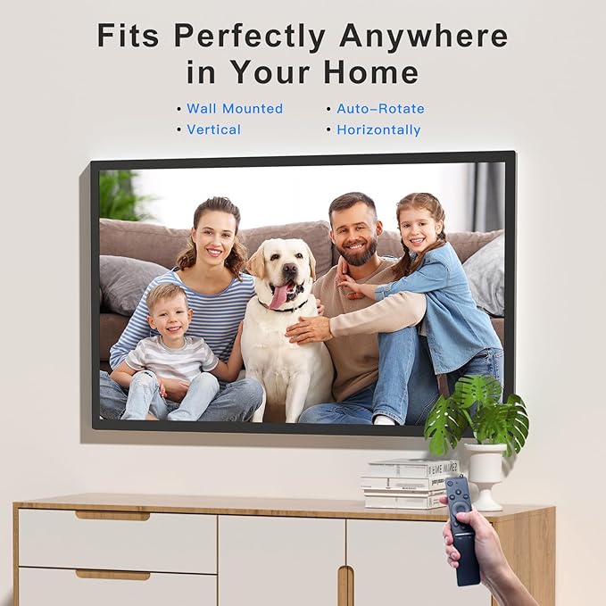 32 Inch Extra Large Digital-Picture-Frame - FHD IPS Dual-WiFi Digital Photo Frame, Remote Control, Smarthphone Synchronous Screen, Load Photo Video from Phone via APP Email, Digital Frame for Gallery