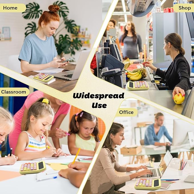 Standard Calculator - Colorful Yellow with 12 Digit Display and Big Buttons, Cute Office and School Accessory