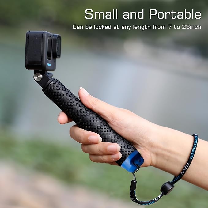 7''-23''Waterproof Pole Selfie Stick Pocket Size Underwater Handle Grip Monopod Aluminum for GoPro Hero Session Max Insta360 AKASO DJI OSMO Digital Cameras