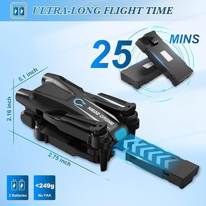 Drone with Camera 1080P HD, Mini Drone for Beginners Kids Adults, RC Quadcopter with 2 Batteries, Carrying Case, Stable Hover, Trajectory Flight, Gravity Control, Toys Gifts for Teen Boys Girls