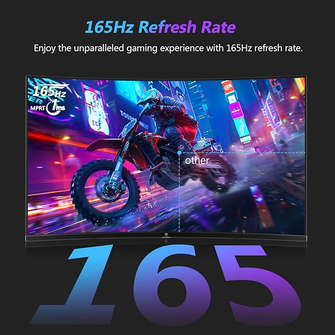 Z-Edge 27 inch Curved Gaming Monitor, QHD 1440P 165Hz 144Hz Curved 1500R Computer Monitor, MPRT 1ms Monitor Gaming, 16.7M Colors, UG27Q Frameless Bezel, 2X DP 1.4 Ports and 2X HDMI 2.0 Ports