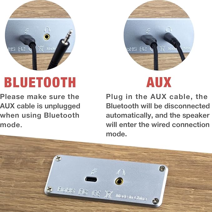 MICA Bluetooth Computer Speakers, Angled Wooden Computer Sound Bar, 3.5mm Aux-in Connection, Wired USB Powered PC Speakers for Desktop Monitor, Laptop, Tablet - Yellow (M30T)