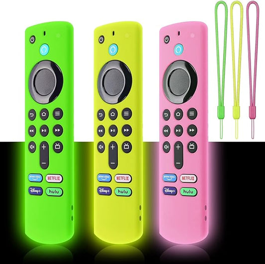 [3-Pack] Climberer Firestick Remote Cover Compatible fireStick Remote Easier to find, Compatible with Firestick 4k HD | FireCube | FireStick HD Remote (Fluorescent Green/Yellow/Pink)