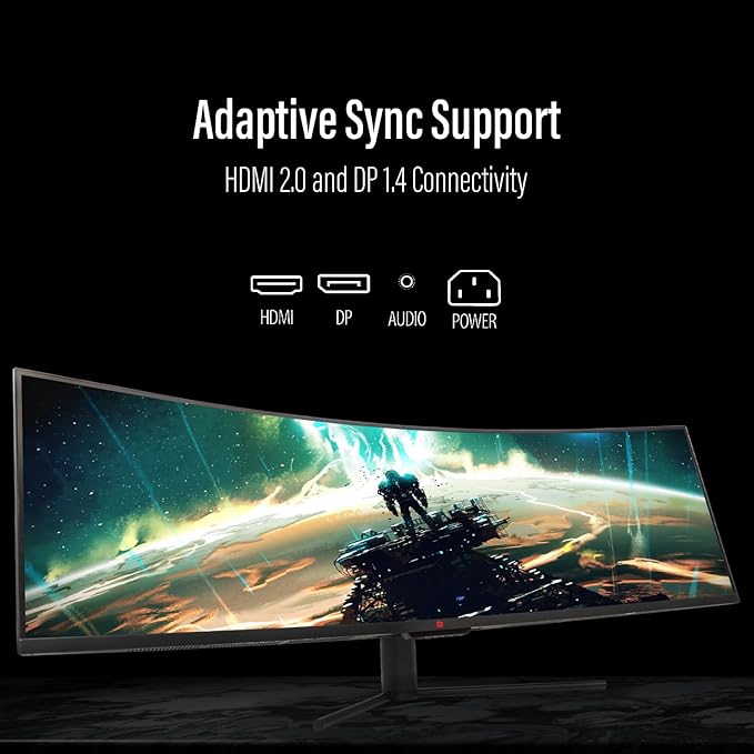 Deco Gear 49" Curved Ultrawide Gaming Monitor | 32:9 | 3840x1080 | 144Hz | 3000:1 | E-LED | 2 HDMI | 2 Display Port