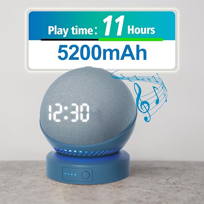 Battery Base for Do/t 4th & 5th Generation Portable D0/t 5TH Gen and Nest WiFi Battery Base Stand, Not Including The Speaker (Blue)
