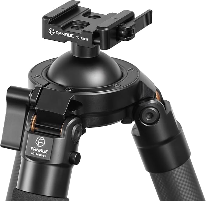 FANAUE HT-3630-65 Carbon Fiber Tripod with 65mm Ball Head – 360° Rotation, ARCA-Swiss Quick Release – 30KG Load, Lightweight & Heavy Duty,Photography, Hunting & Outdoor Activities