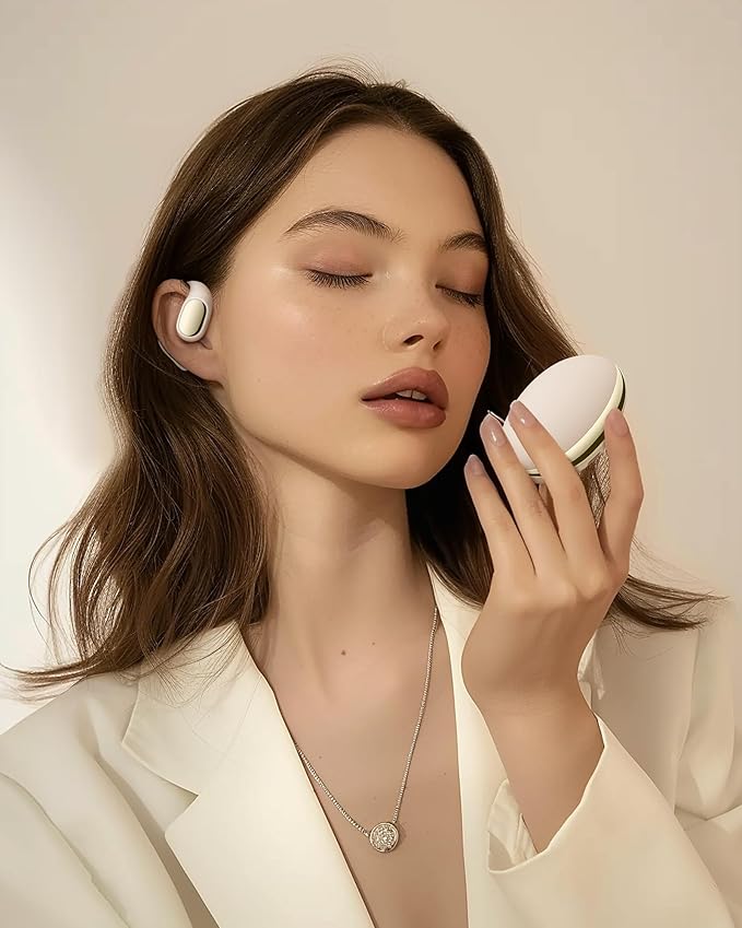 PocBuds Open Ear Earbuds,Wireless 5.4 Bluetooth Headphones，60Hrs Playtime Sport Earbuds with Lightweight Earhooks IPX7 Waterproof Open Ear Headphone for Workout Running Beige