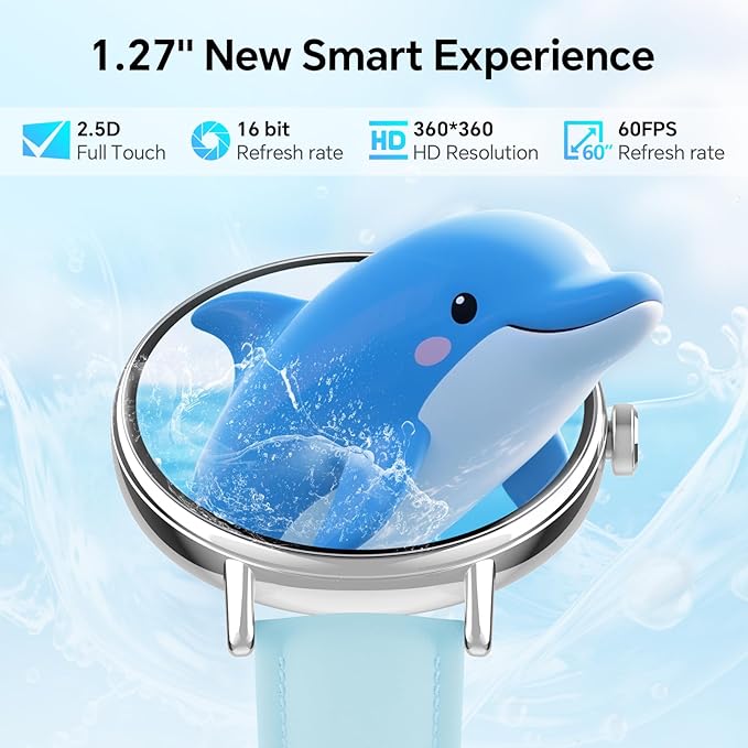 Smart Watches for Men/Womem,1.27" HD Fitness Watch Answer/Make Call, Heart Rate/Sleep/SpO2，Round Smart Watch for iPhone/Samsung/Android,IP68 Waterproof，110+ Sport Mode-Blue(2 Bands)