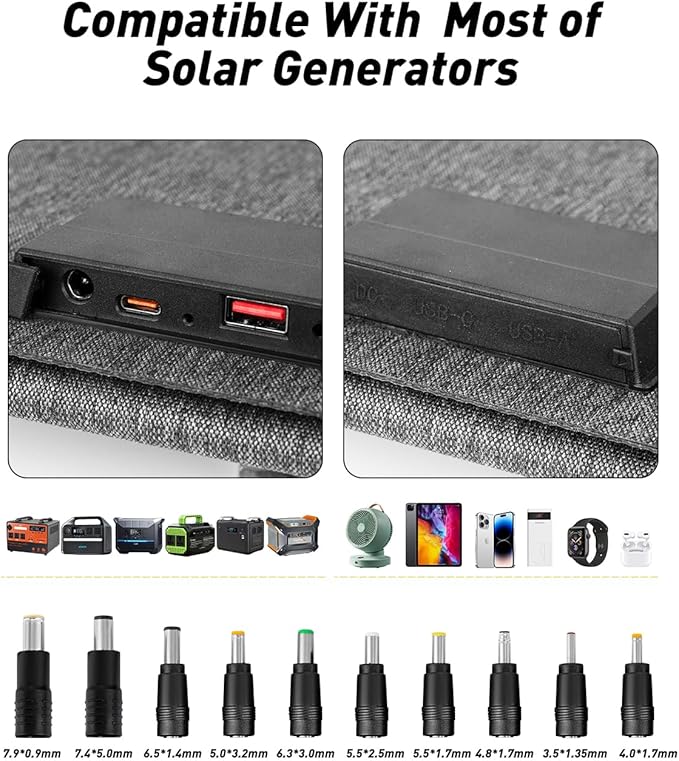 Foldable Solar Panel Charger - Portable 30W & 60W High-Efficiency Panels with USB-C and DC Outputs for Camping, Hiking, and Backup Power (30W)