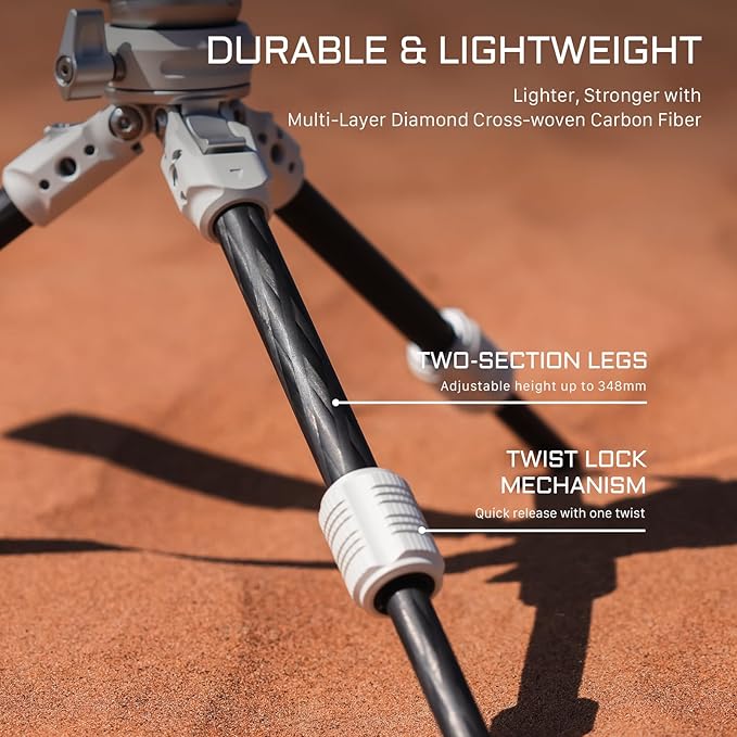 Tilta BT03 Tabletop Tripod | Ball Head with 1-Stage Carbon Fiber Tripod Legs (3KG) (Snow White, Standard Edition)