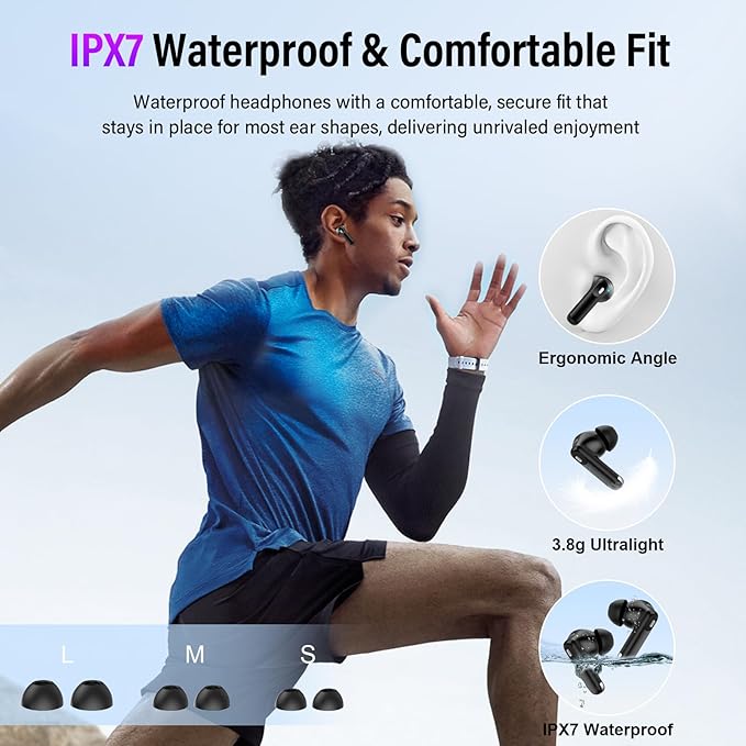 Wireless Earbuds, Bluetooth 5.4 Ear Buds with Multifunctional Touch Screen, 48H Bass Stereo Headphones with ANC/ENC Noise Cancelling/Transparency Mode, IPX7 Earphones with 5 EQ Modes for iOS Android