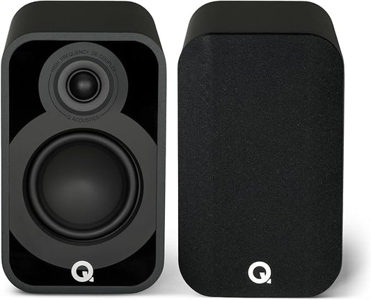 Q Acoustics 5010 Compact Bookshelf Speakers Pair Satin Black - 4.5" Mid/Bass Driver, 1" Tweeter - Stereo System for Home Theater Entertainment Center, Surround Sound TV/Record Player