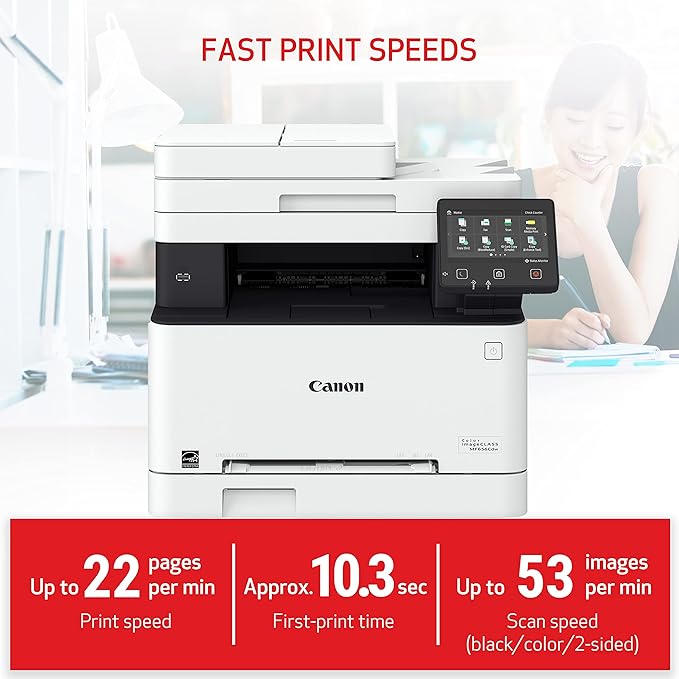 Canon imageCLASS MF656Cdw - Wireless Duplex Color Laser Printer, All-in-One with Copier, Scanner, Fax, Auto Document Feeder, Mobile Ready, 3 Year Limited Warranty, 22 PPM, White