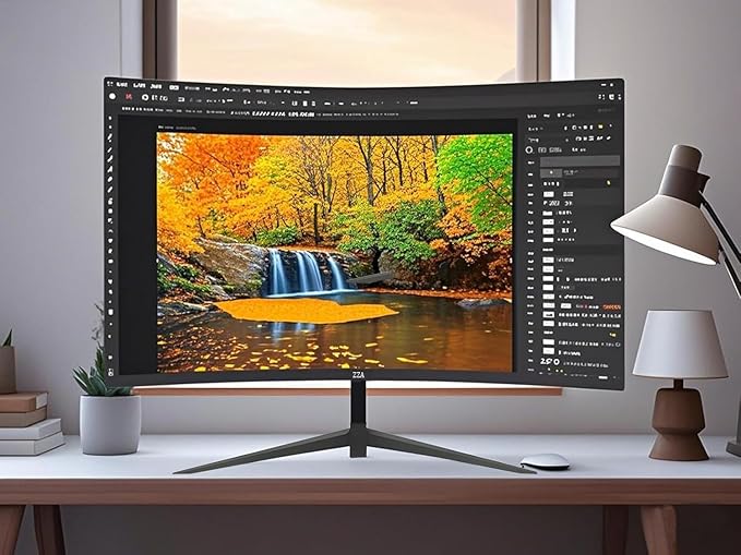 ZZA 27 inch Curved Monitor with 2K 2560 x 1440|75hz Computer Monitor 27 inch QHD with HDMI,DP and Wall Mountable| 1440P Eye Care PC Office Monitor for Working and Gaming