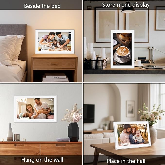 15.6 inch FRAMEO Smart WiFi Digital Photo Frame 1920x1080 FHD IPS LCD Touch Screen, Built in 32GB Memory, Share Moments Instantly via Frameo App from Anywhere, Auto-Rotate, Wall Mountable with VESA