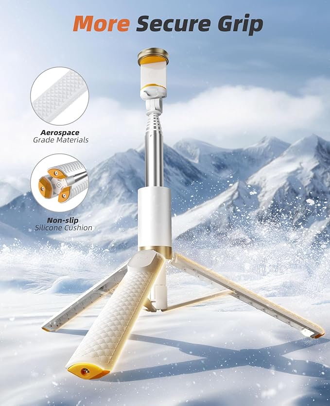 62" Phone Tripod & Selfie Stick, Tripod for iPhone with Remote, All-in-1 Cell Phone Stand, Portable, Lightweight Extendable for Selfies Video Recording Vlog, Compatible with iPhone Android - White